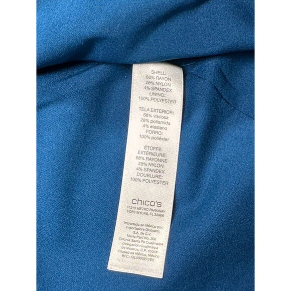 Chicos Jacket Womens Size 1 Blue Stand Collar Button Front Career Coat Pockets - Picture 7 of 10